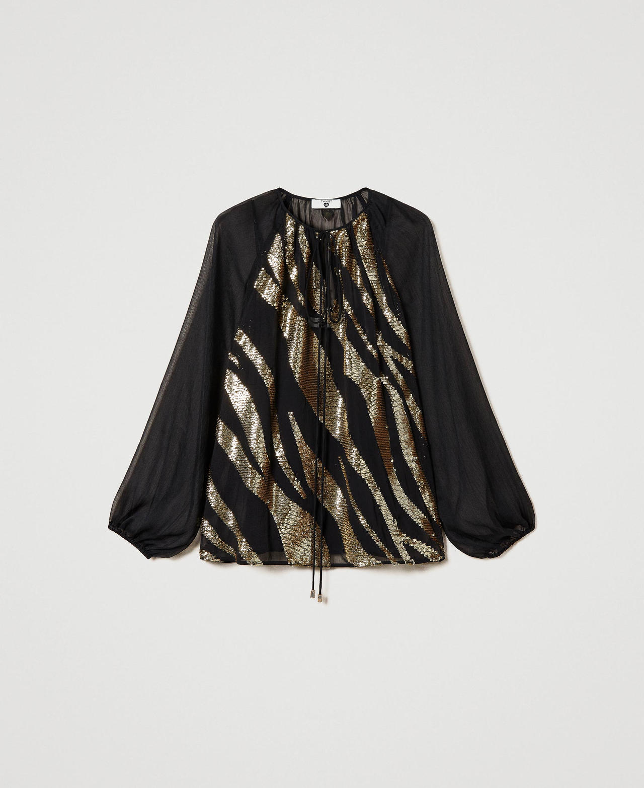 Блузка с вышивкой животным узором Черный женщина 241LB23DD-0S