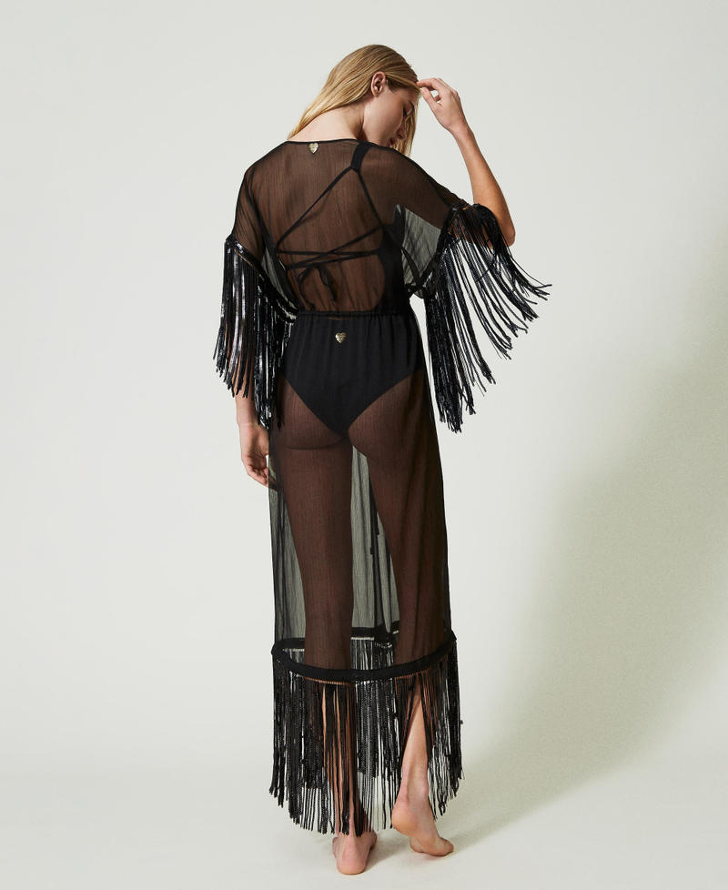 Kaftan with sequin fringes Black Woman 241LB23FF_00006_04