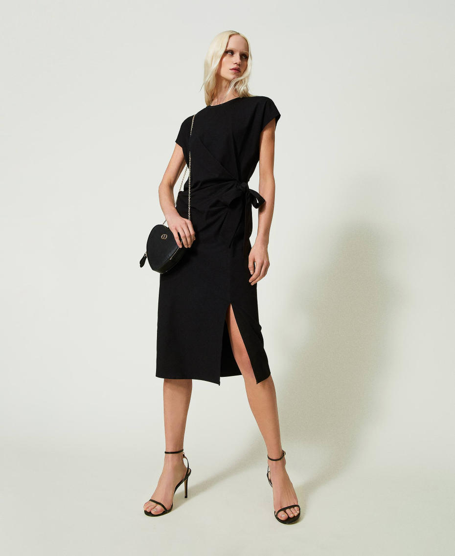 Midi dress with gathering Black Woman 241LB23MM_00006_01