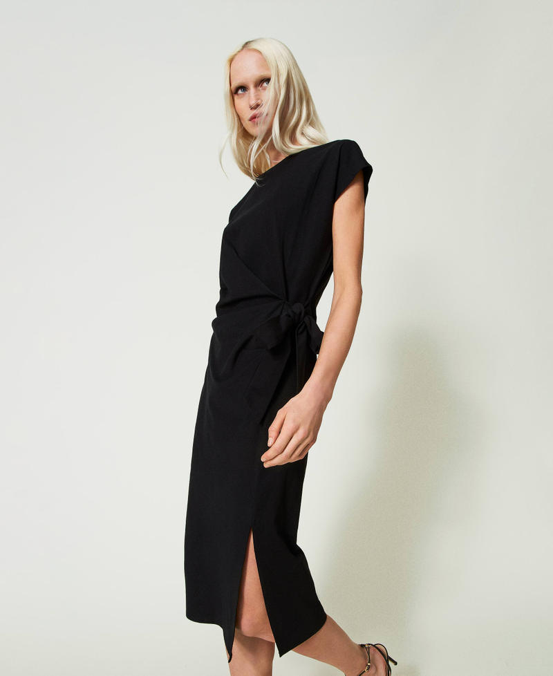 Midi dress with gathering Black Woman 241LB23MM_00006_02