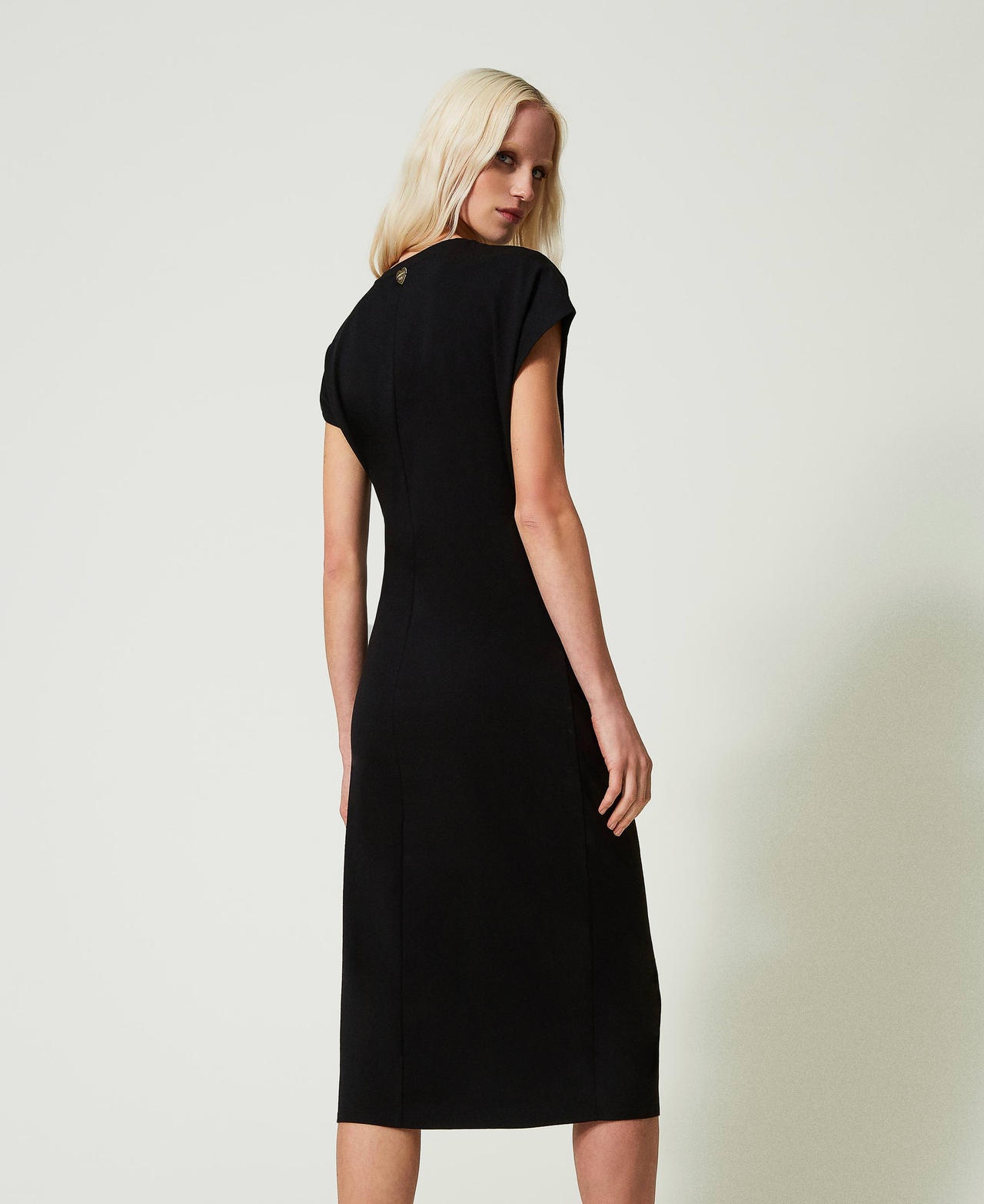 Abito longuette con drappeggio Nero Donna 241LB23MM_00006_03