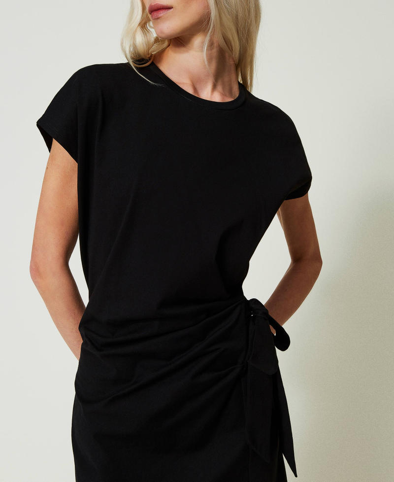 Abito longuette con drappeggio Nero Donna 241LB23MM_00006_04