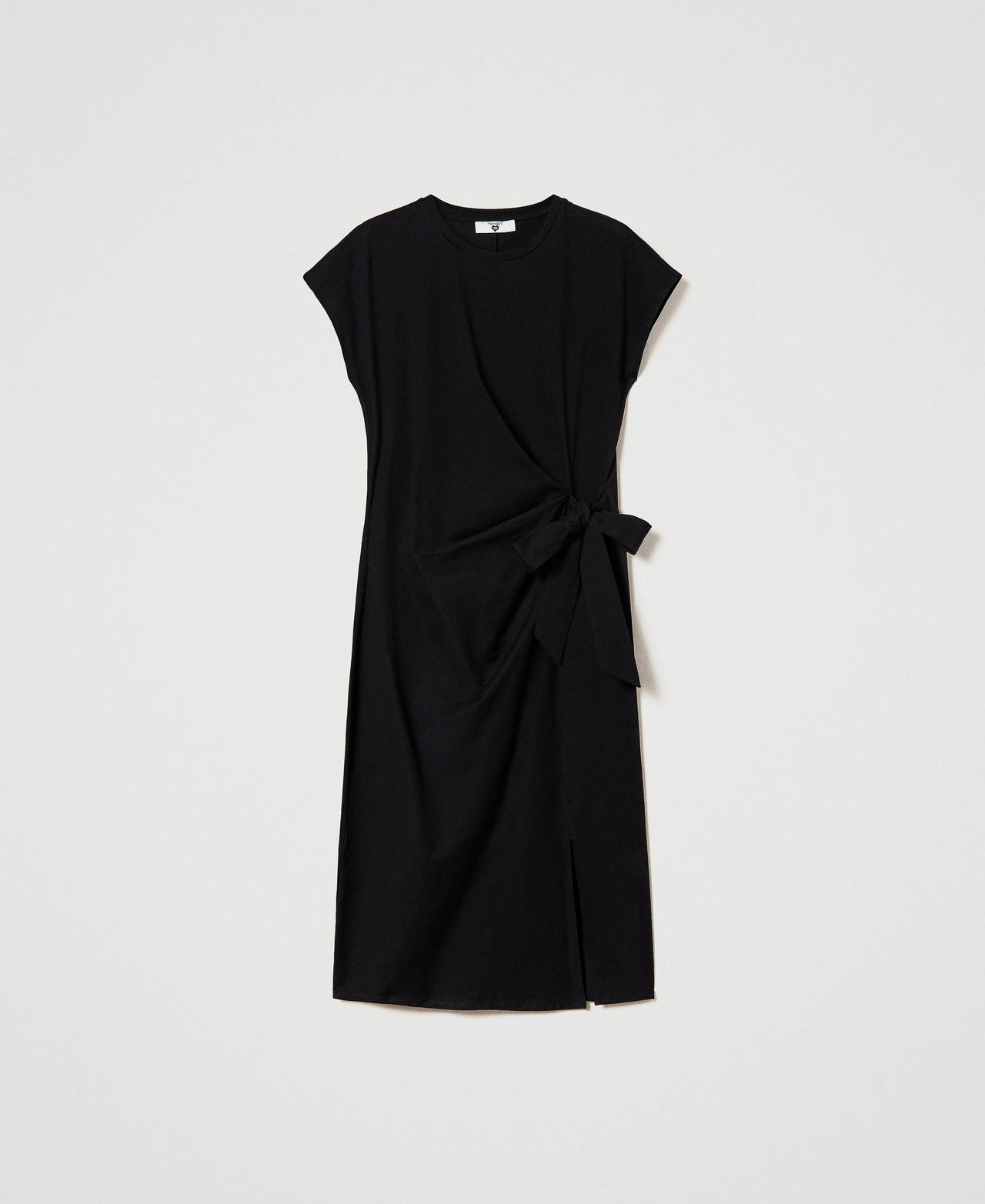 Midi dress with gathering Black Woman 241LB23MM_00006_0S