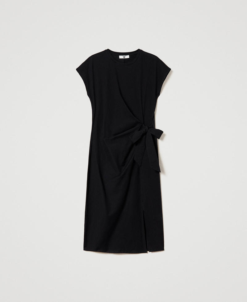 Midi dress with gathering Black Woman 241LB23MM_00006_0S