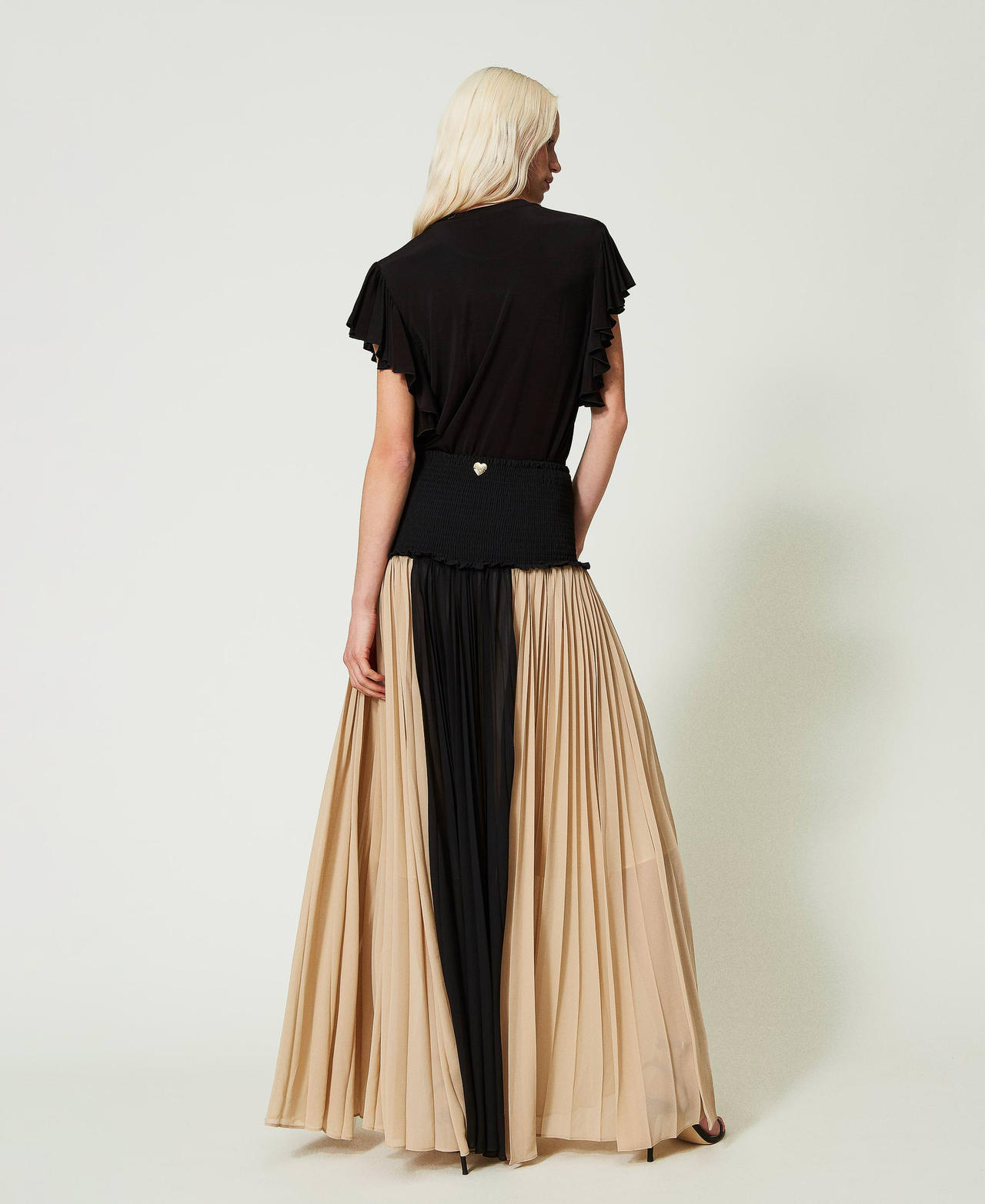 Colour block dress-skirt Black / Nougat Beige / Star White Multicolour Woman 241LB25CC-03
