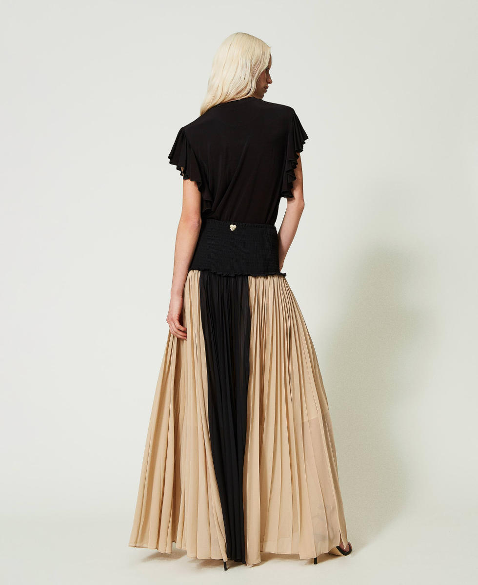Vestido-falda con bloques de color Multicolor Negro / Beige Nougat / Star White Mujer 241LB25CC-03