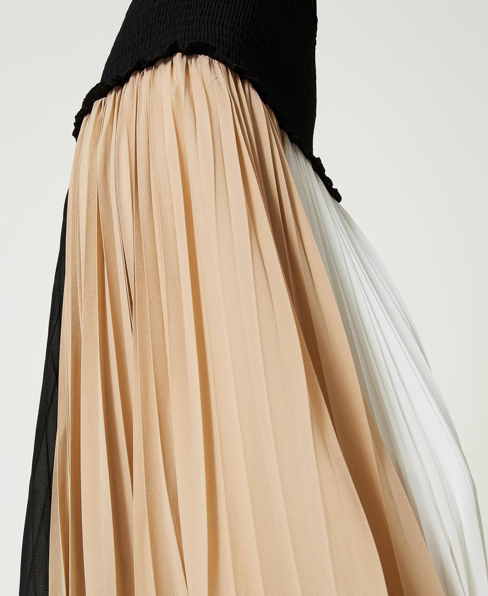 Vestido-falda con bloques de color Multicolor Negro / Beige Nougat / Star White Mujer 241LB25CC-04