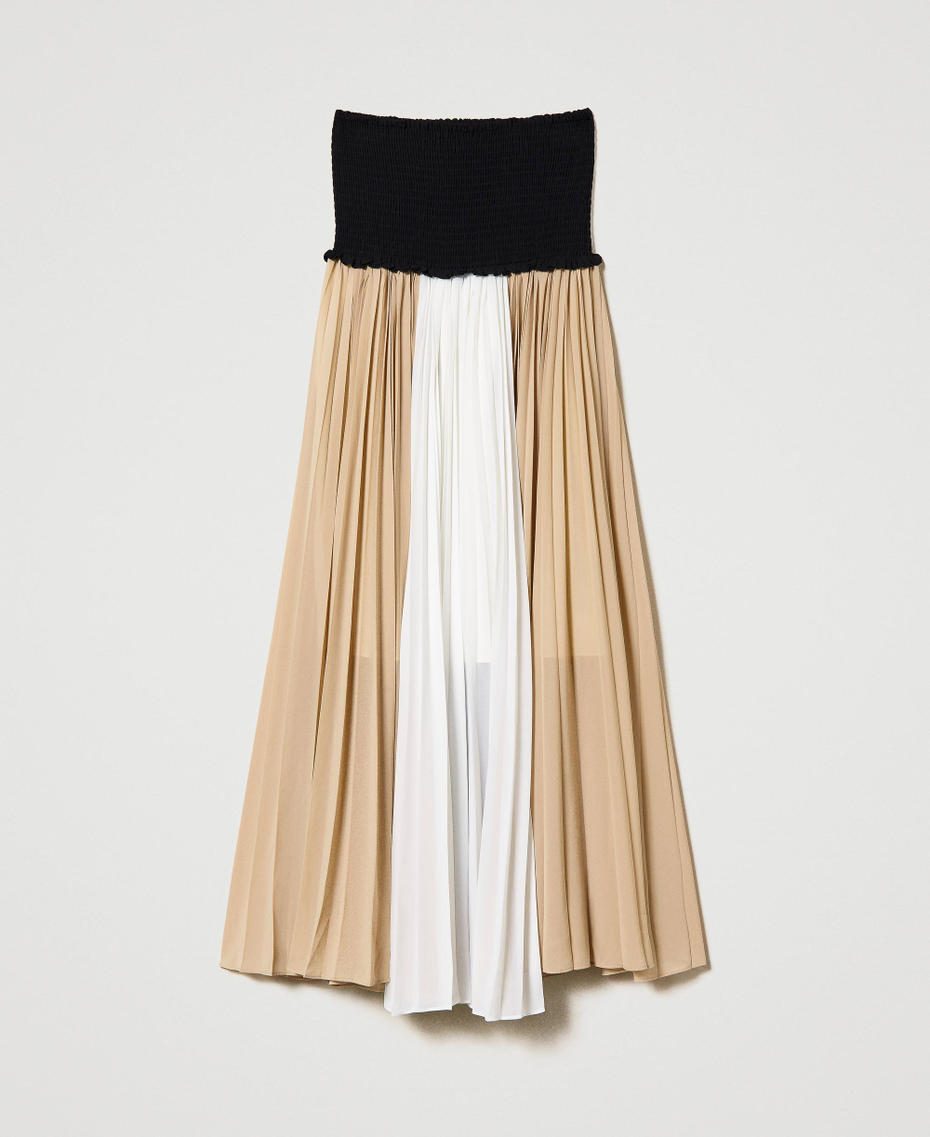 Colour block dress-skirt Black / Nougat Beige / Star White Multicolour Woman 241LB25CC-0S