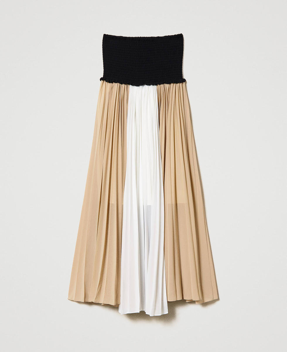 Vestido-falda con bloques de color Multicolor Negro / Beige Nougat / Star White Mujer 241LB25CC-0S