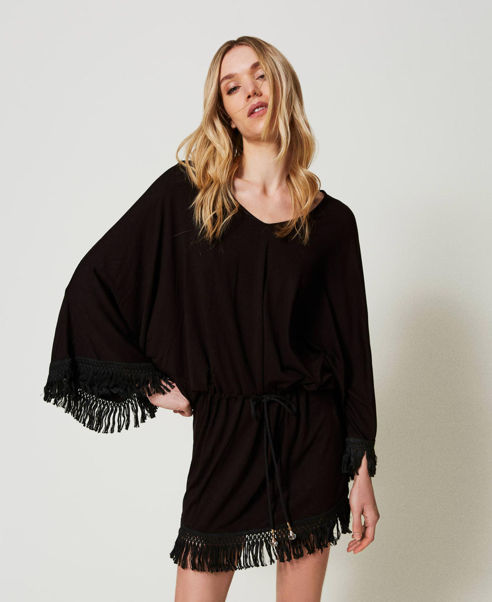 Fringed kaftan Black Woman 241LB27BB_00006_01