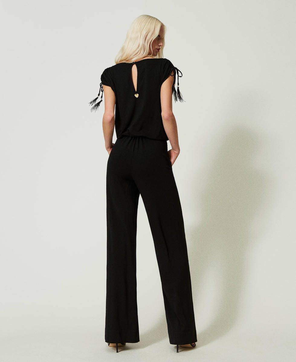 Long jumpsuit with adjustable shoulders Black Woman 241LB27CC_00006_03