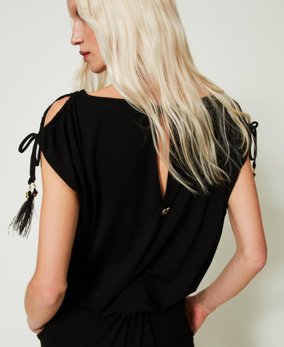 Long jumpsuit with adjustable shoulders Black Woman 241LB27CC_00006_04