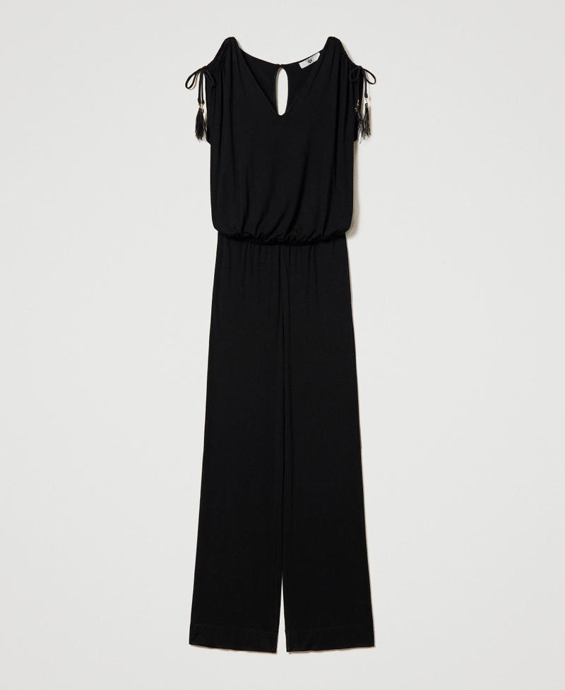 Long jumpsuit with adjustable shoulders