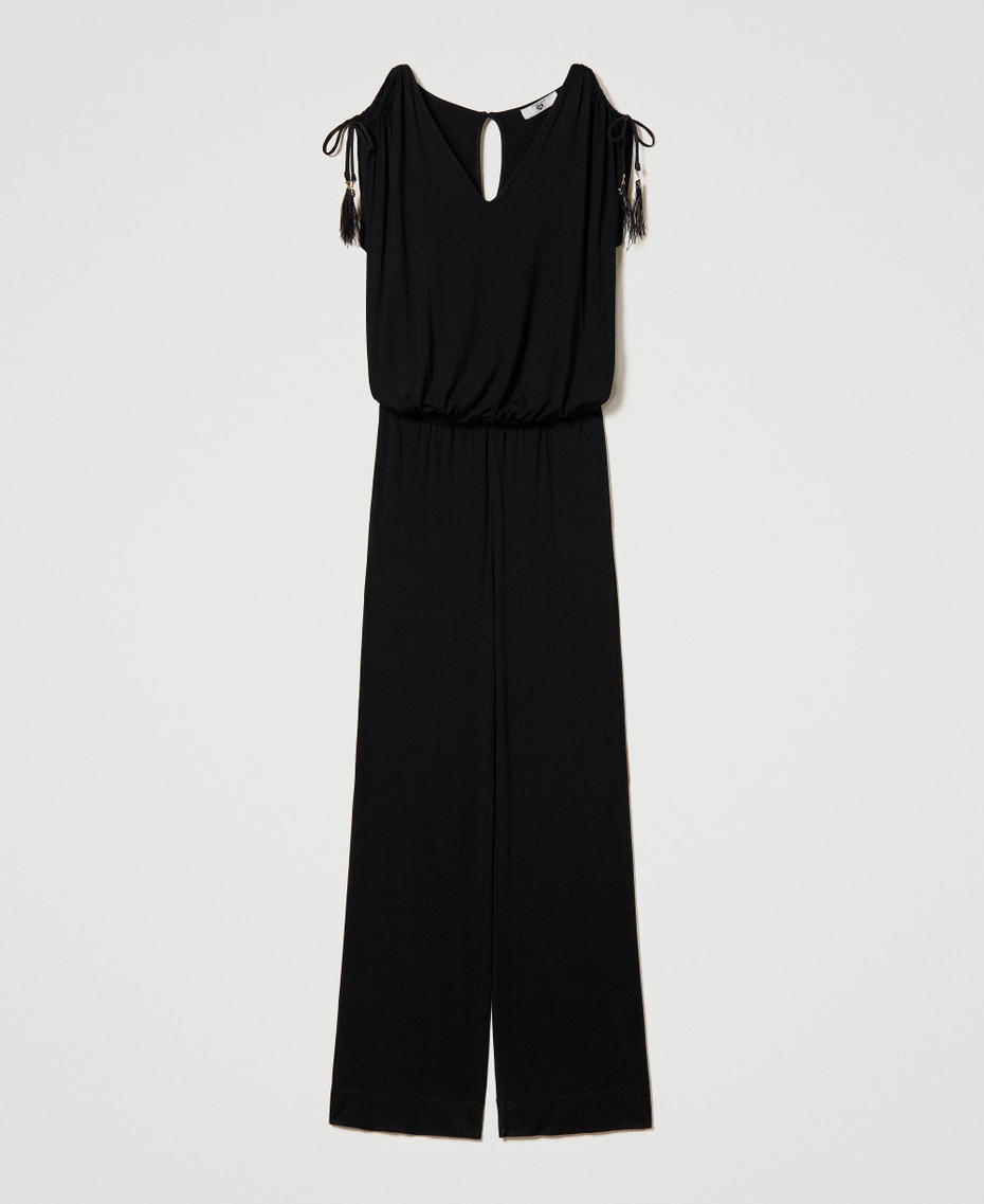Long jumpsuit with adjustable shoulders