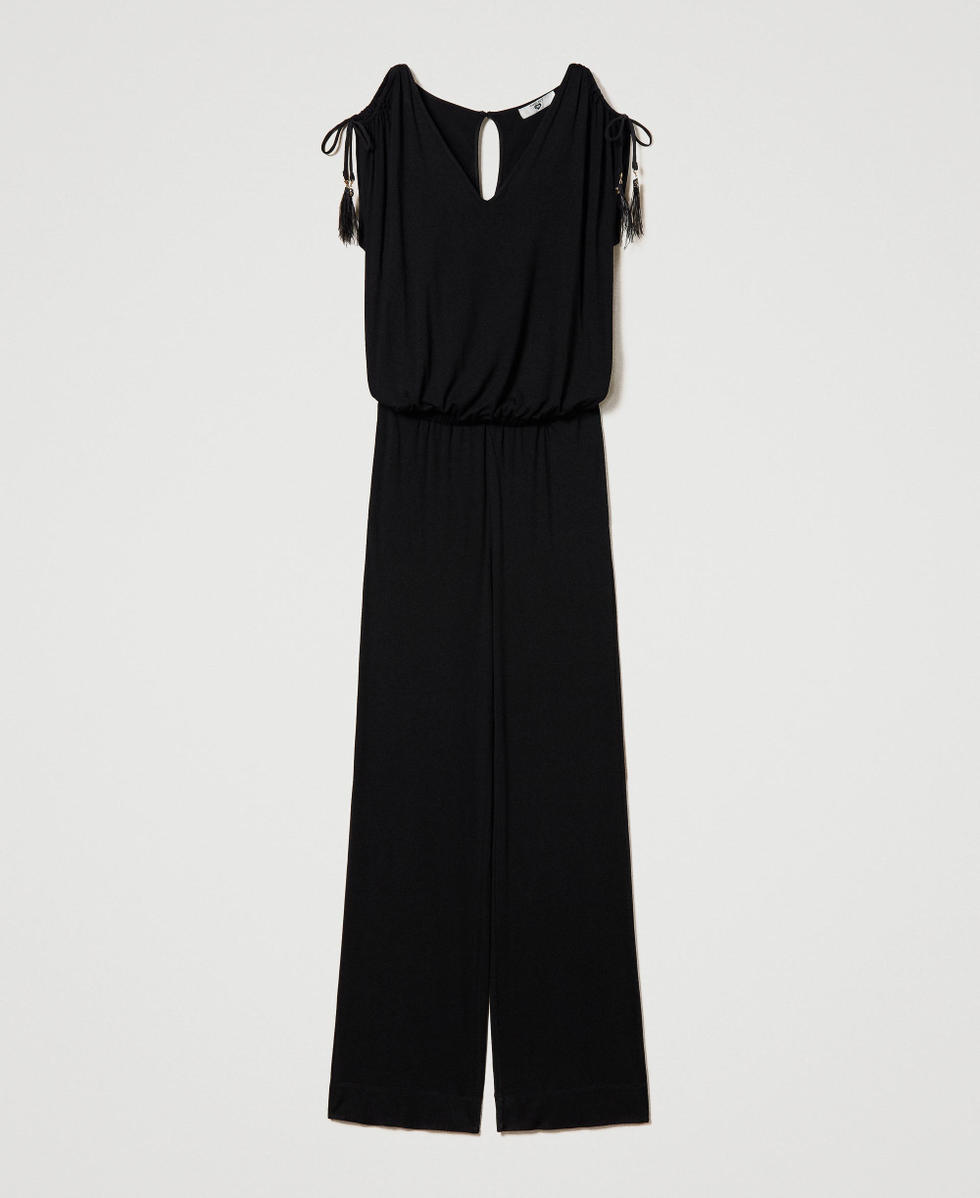 Long jumpsuit with adjustable shoulders Black Woman 241LB27CC_00006_S0