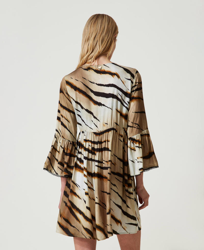 Short twill dress with animal pattern Animal Print Woman 241LB28AA-03