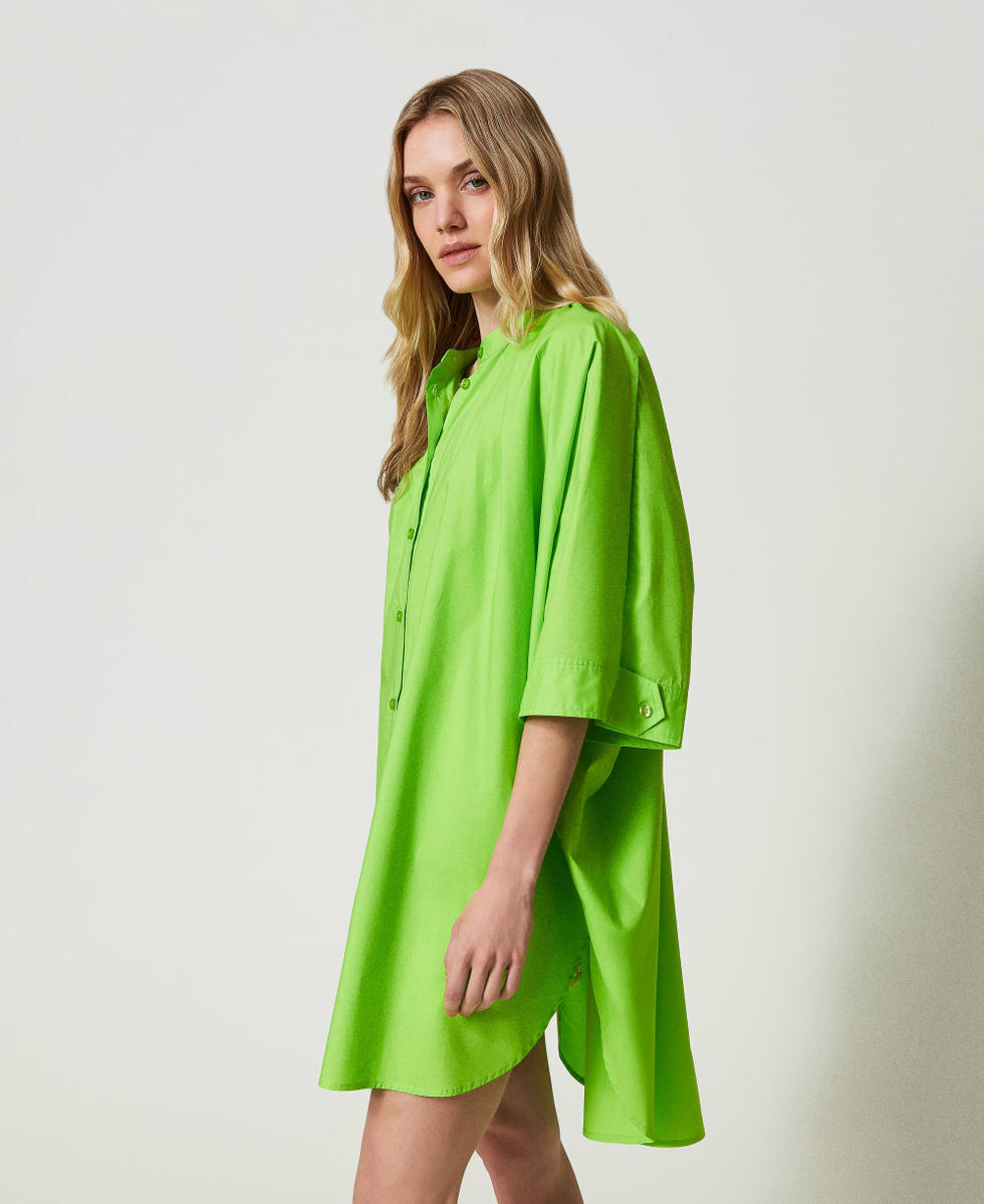 Maxi chemise en popeline Femme Vert TWINSET Milano