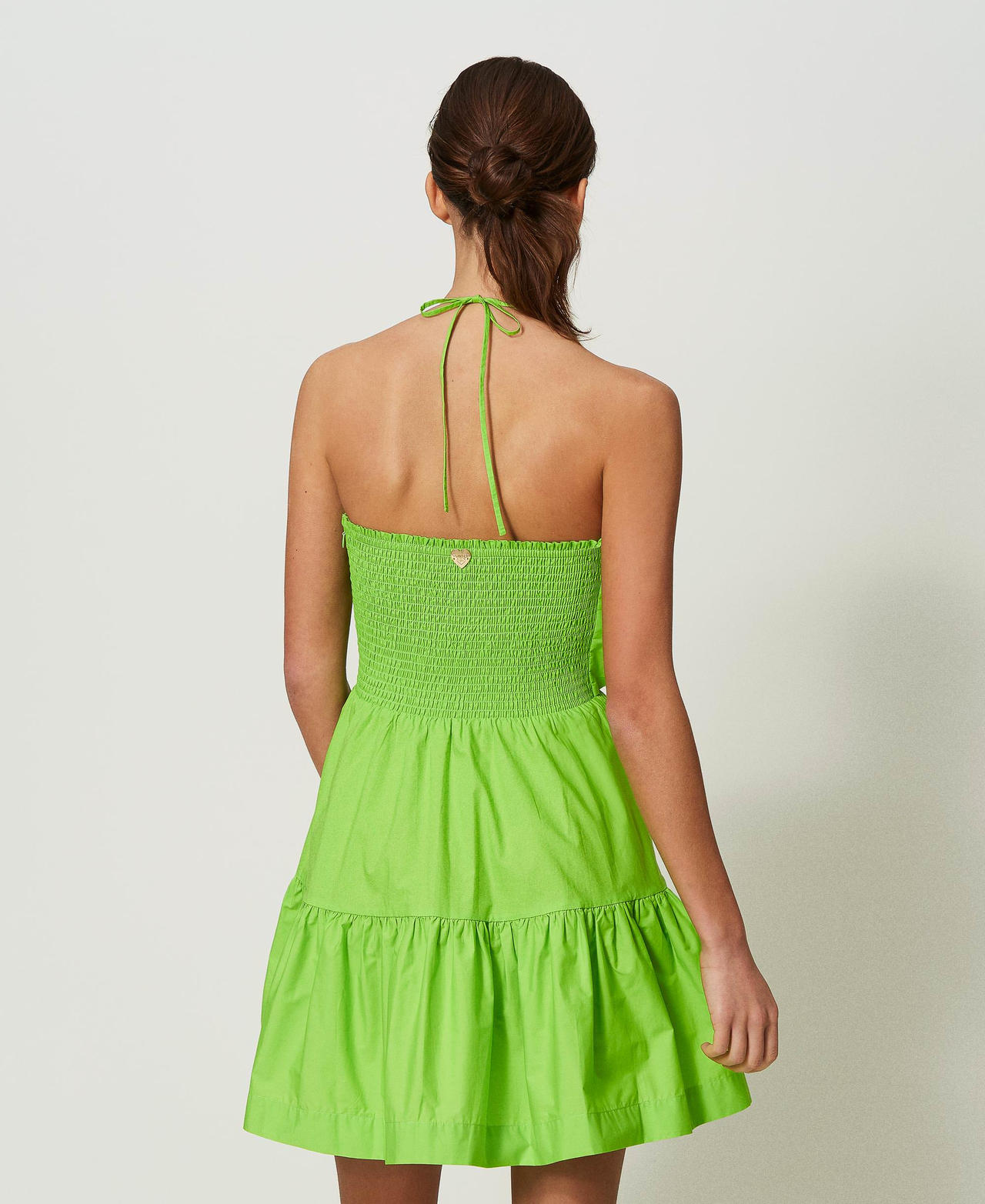 Короткое платье-бюстье из поплина Зеленый "Свежий Лайм" женщина 241LB2BBB-03