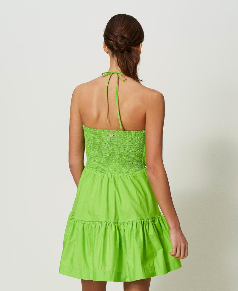 Short poplin bustier dress "Fresh Lime" Green Woman 241LB2BBB_11262_03