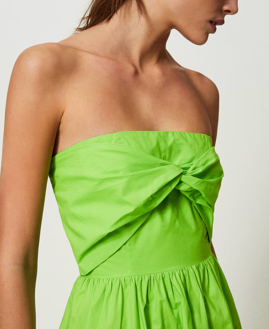 Kurzes Bustierkleid aus Popeline „Fresh Lime“-Grün Frau 241LB2BBB-04