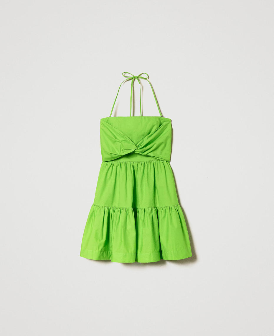 Kurzes Bustierkleid aus Popeline „Fresh Lime“-Grün Frau 241LB2BBB-0S