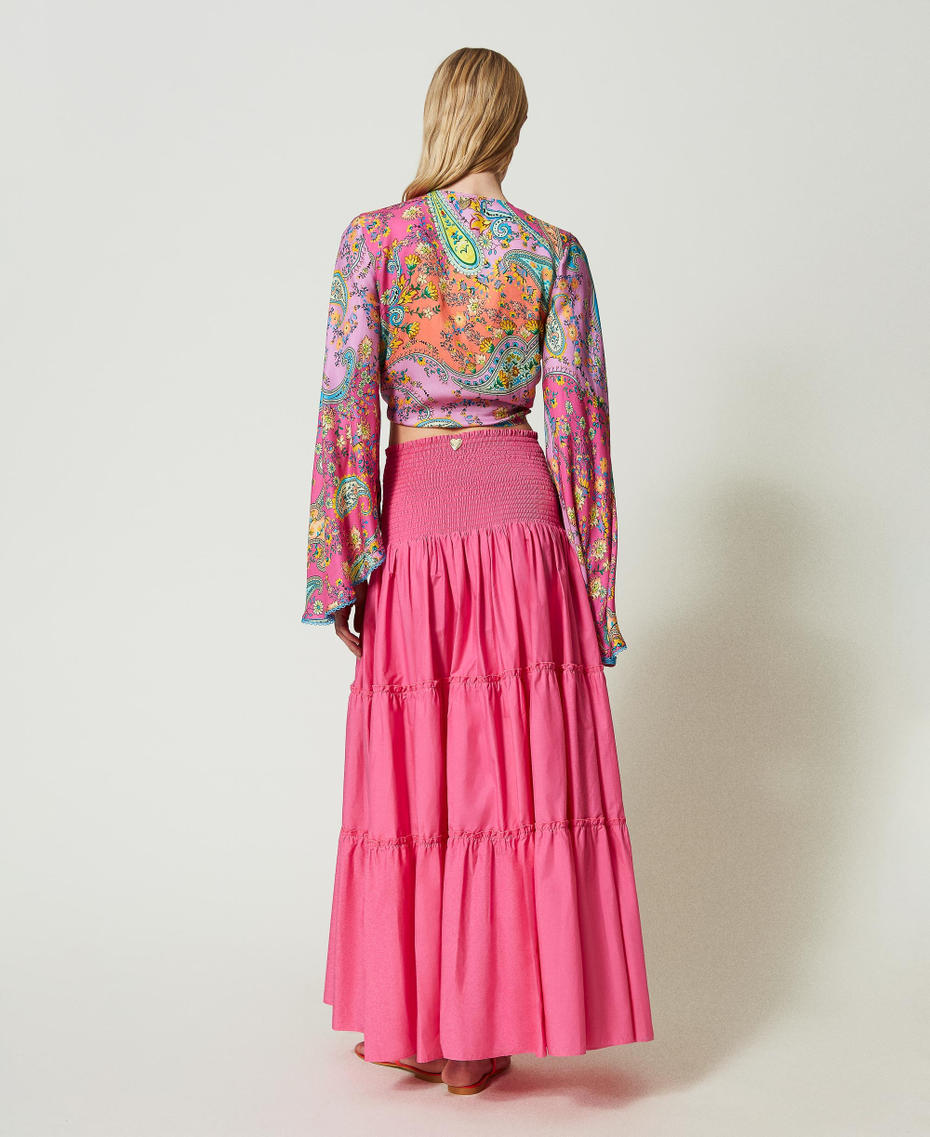 Poplin skirt-dress “Pink Dahlia” Fuchsia Woman 241LB2BLL-03