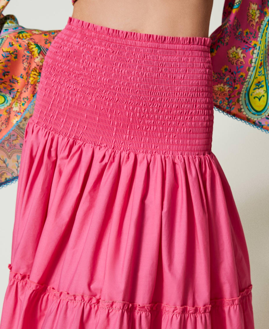 2-in-1-Kleid aus Popeline „Pink Dahlia“-Fuchsia Frau 241LB2BLL-04