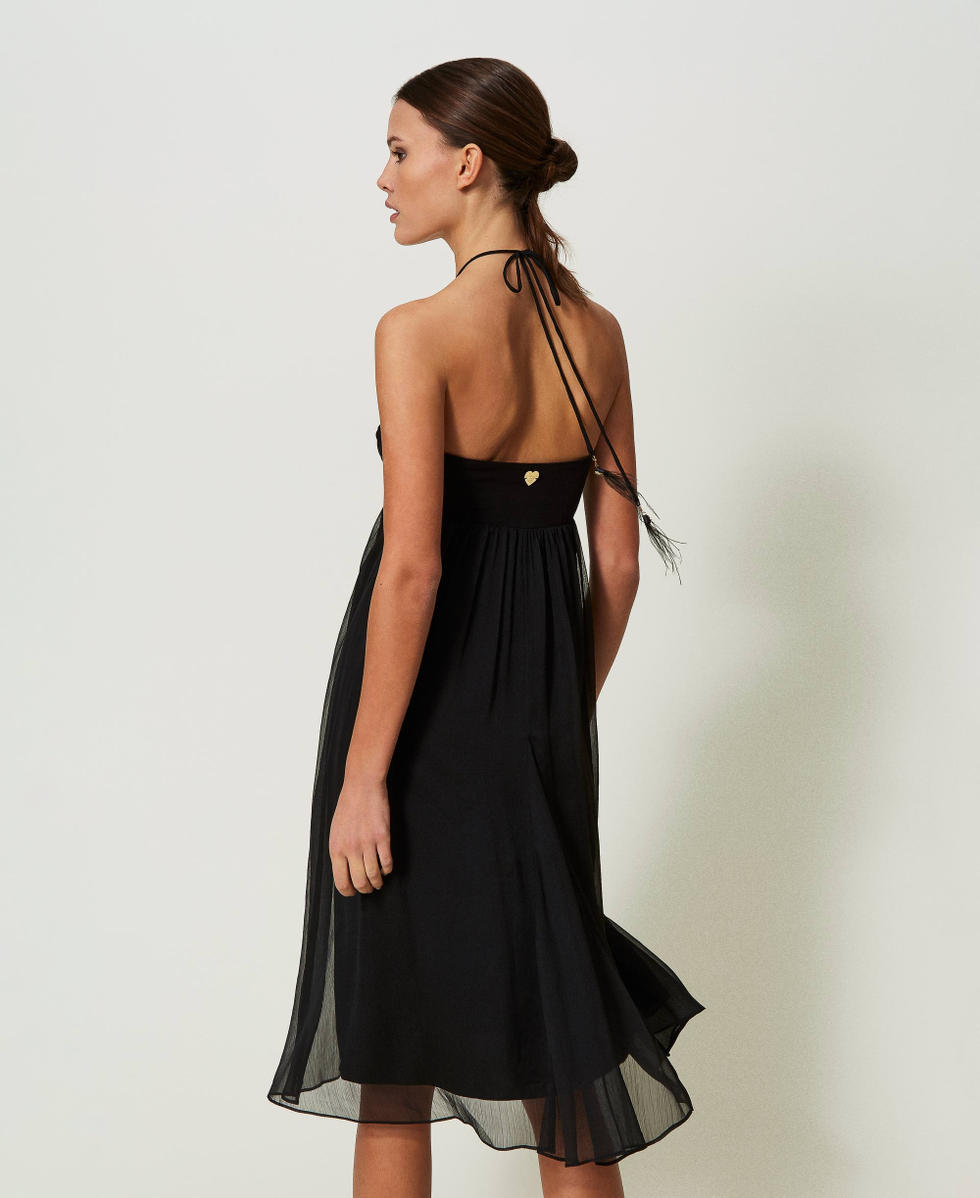 Robe courte en cr&eacute;pon Noir Femme 241LB2CBB_00006_03