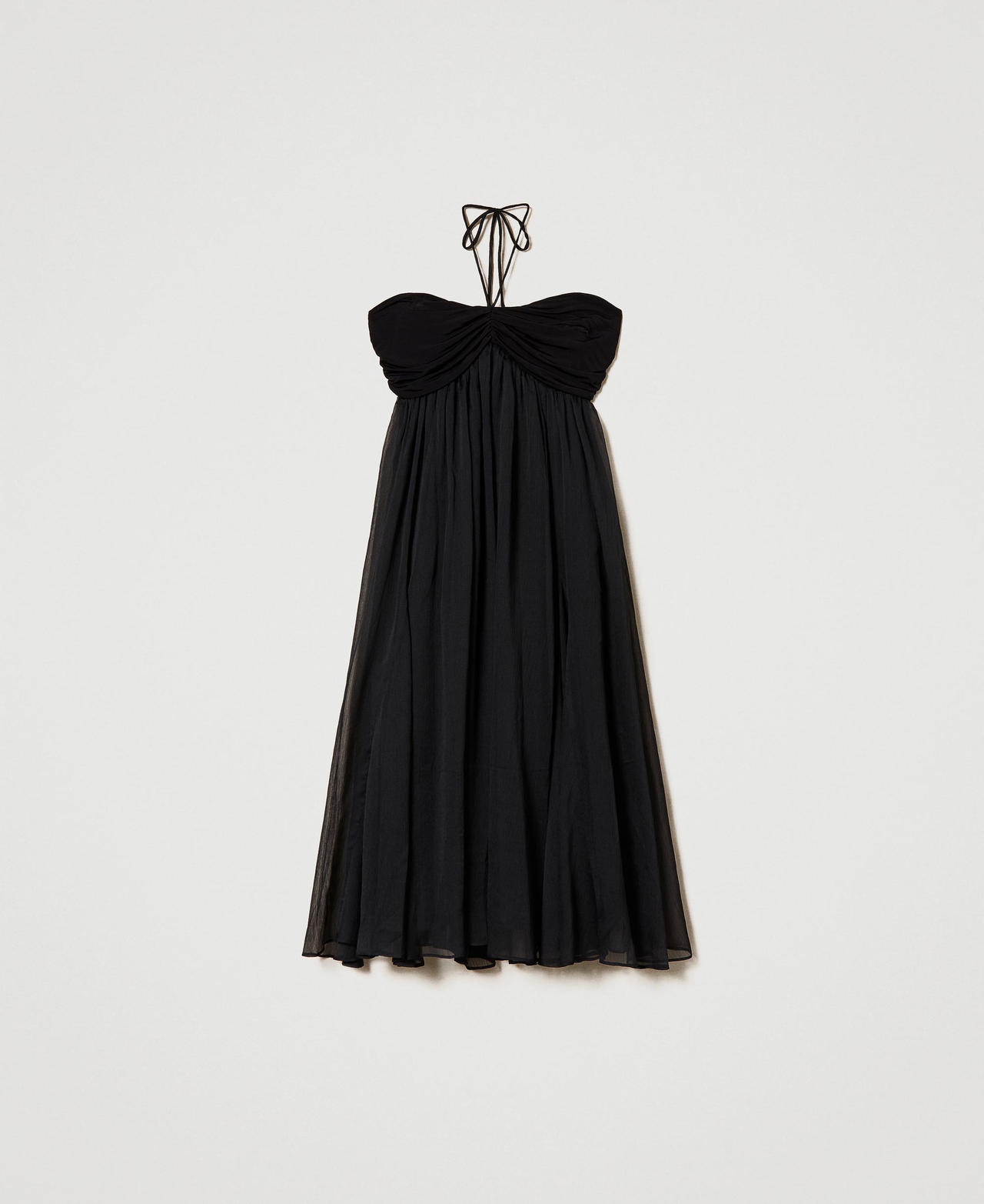 Короткое платье из креп-шифона Черный женщина 241LB2CBB-0S