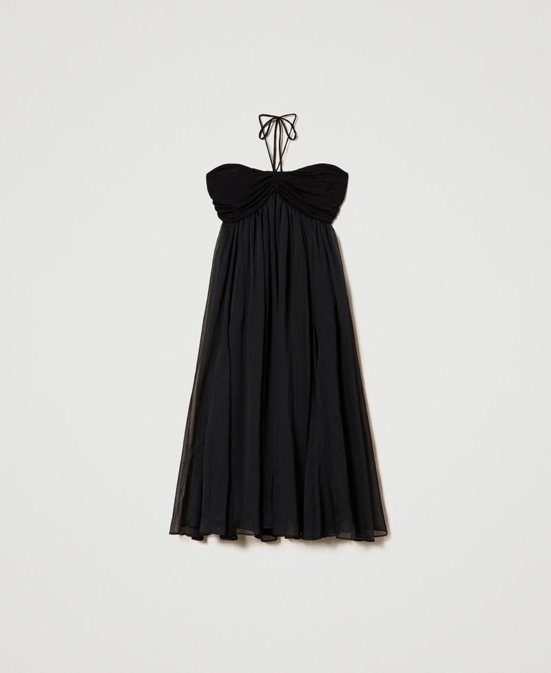 Kurzes Kleid aus Krepon Schwarz Frau 241LB2CBB-0S