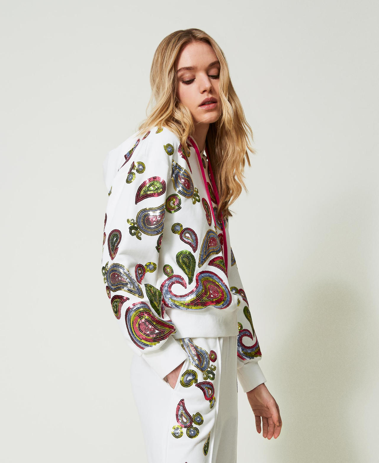 Hoodie with sequin embroidery