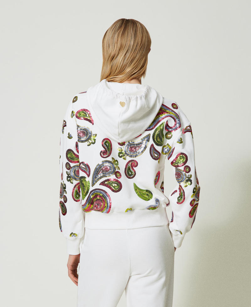 Sweatshirt mit aufgestickten Pailletten Star White / Stickerei Multicolors Frau 241LB2DAA-03