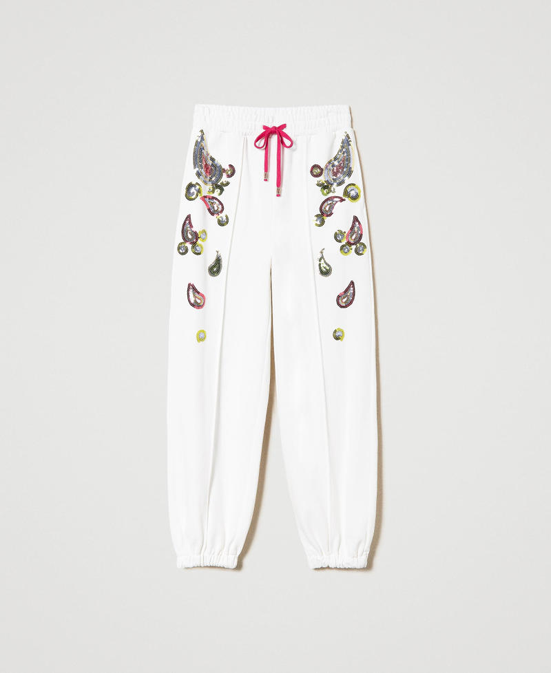 Joggers with sequin embroidery Star White / Multicolour Embroidery Woman 241LB2DCC-0S
