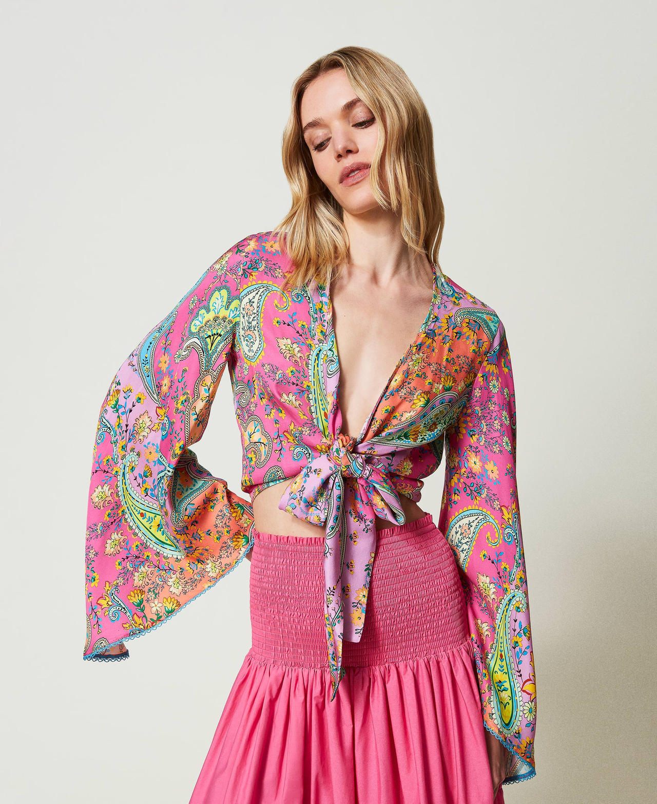 Blusa in twill a stampa paisley