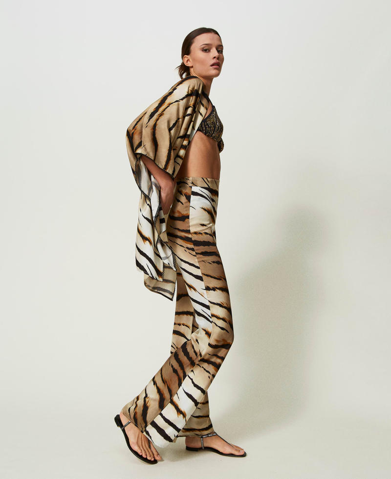 Twill trousers with animal print