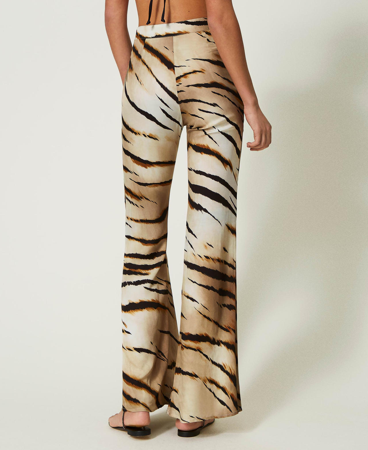 Twill trousers with animal print