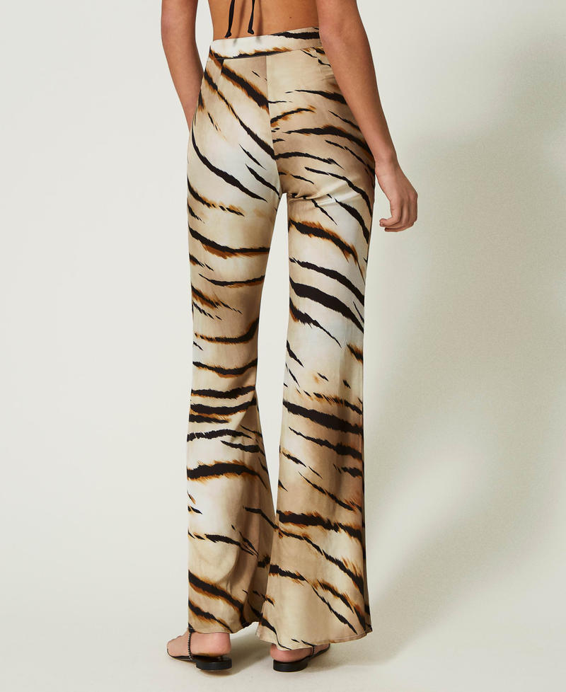 Twill trousers with animal print