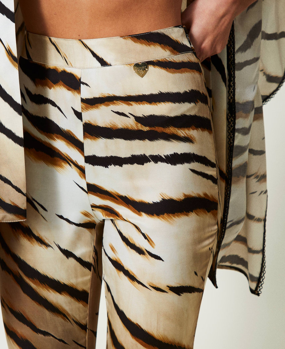 Twill trousers with animal print