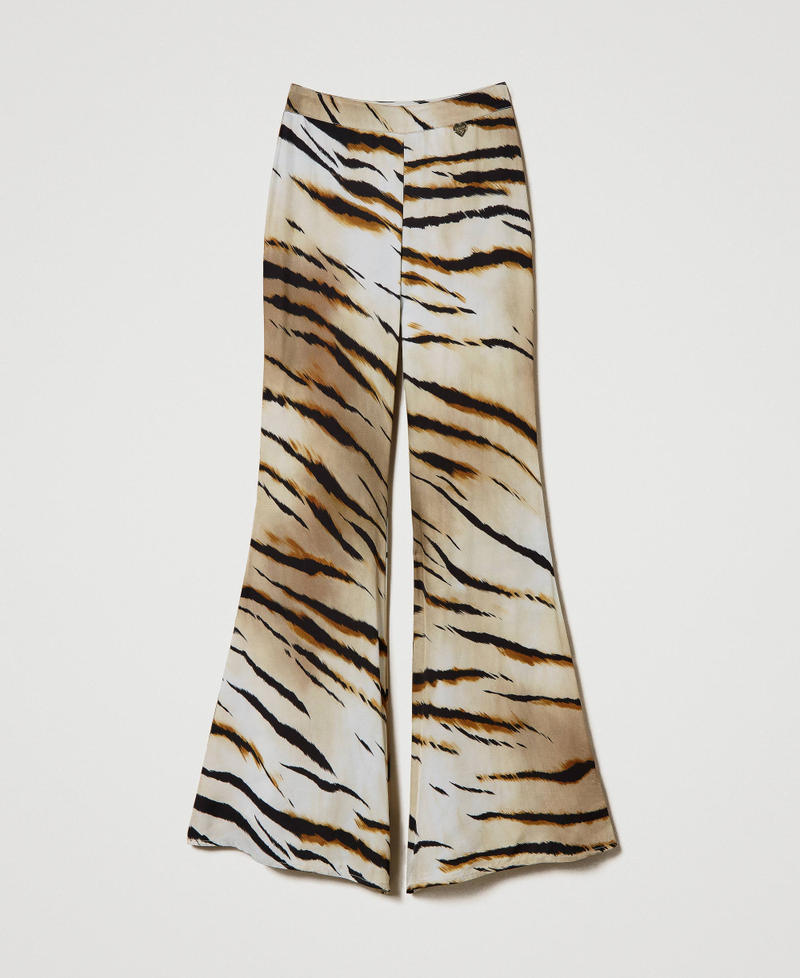 Twill trousers with animal print