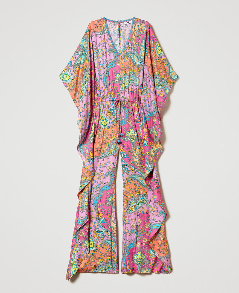 Twill jumpsuit with paisley print