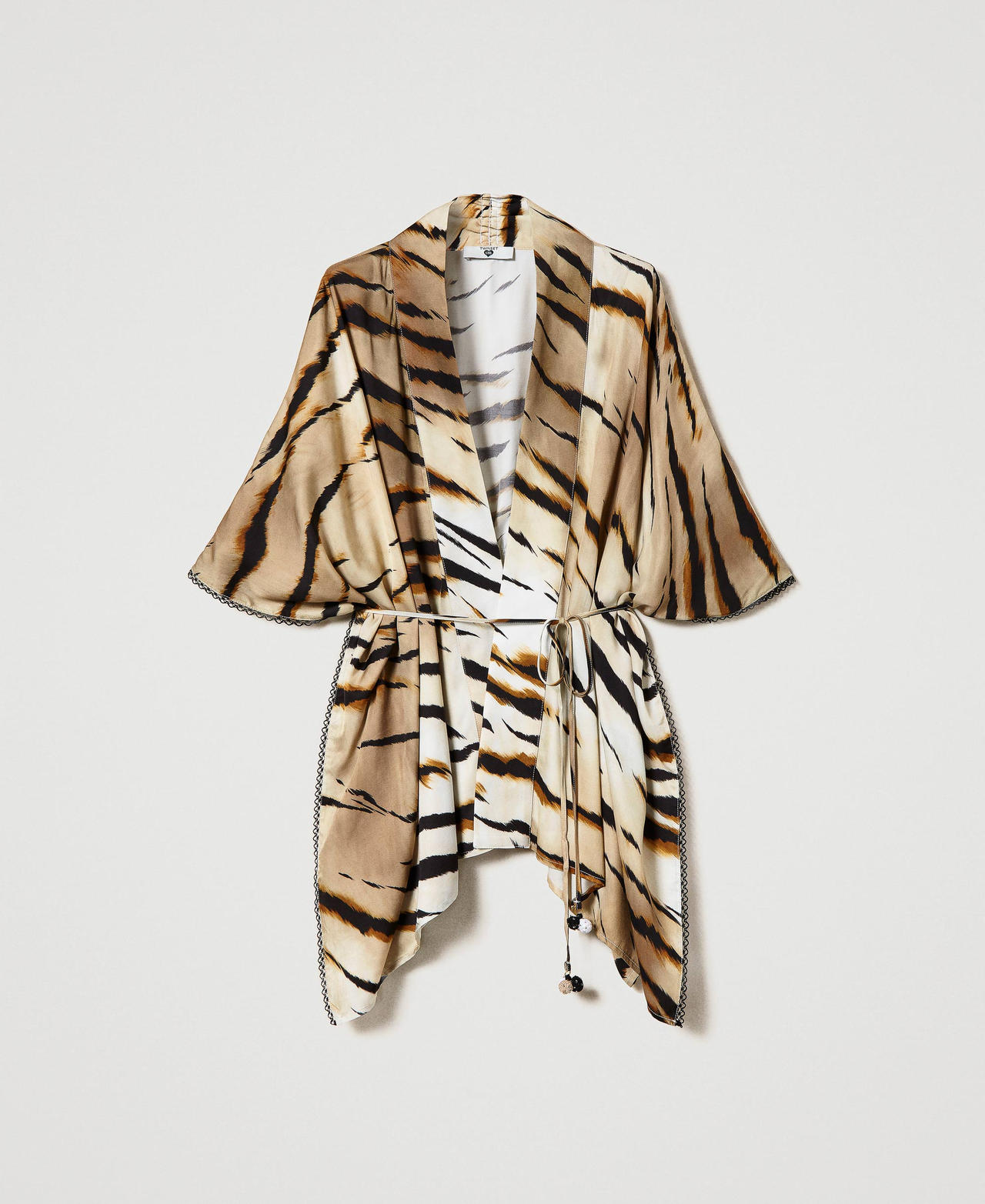 Twill kaftan with animal print