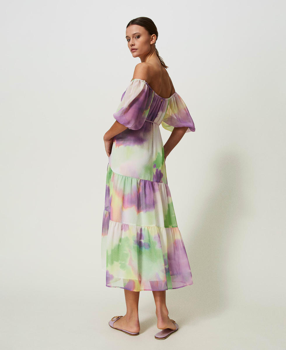 Tie-dye midi dress Multicolour Lime Tie-Dye Print Woman 241LB2HCC_11268_04