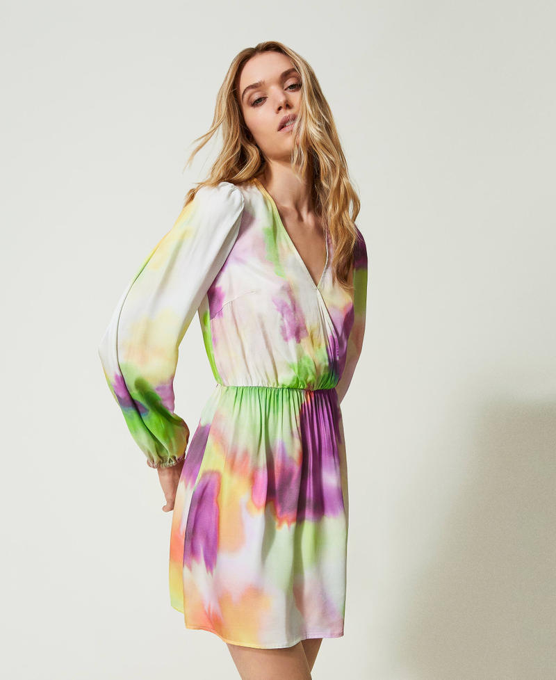 Robe courte avec imprim?� tie and dye Femme, Fantaisie | TWINSET Milano