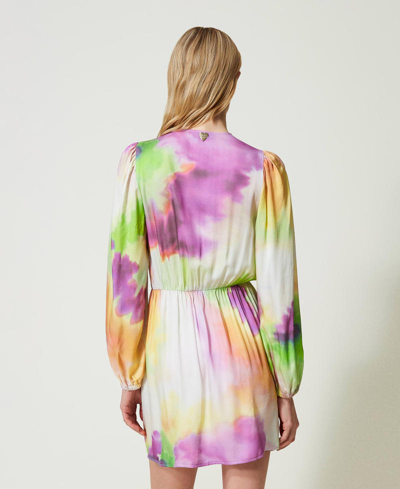Kurzes Kleid mit Tie-Dye-Print Print Tie-Dye Multicolor Lime Frau 241LB2KLL-03