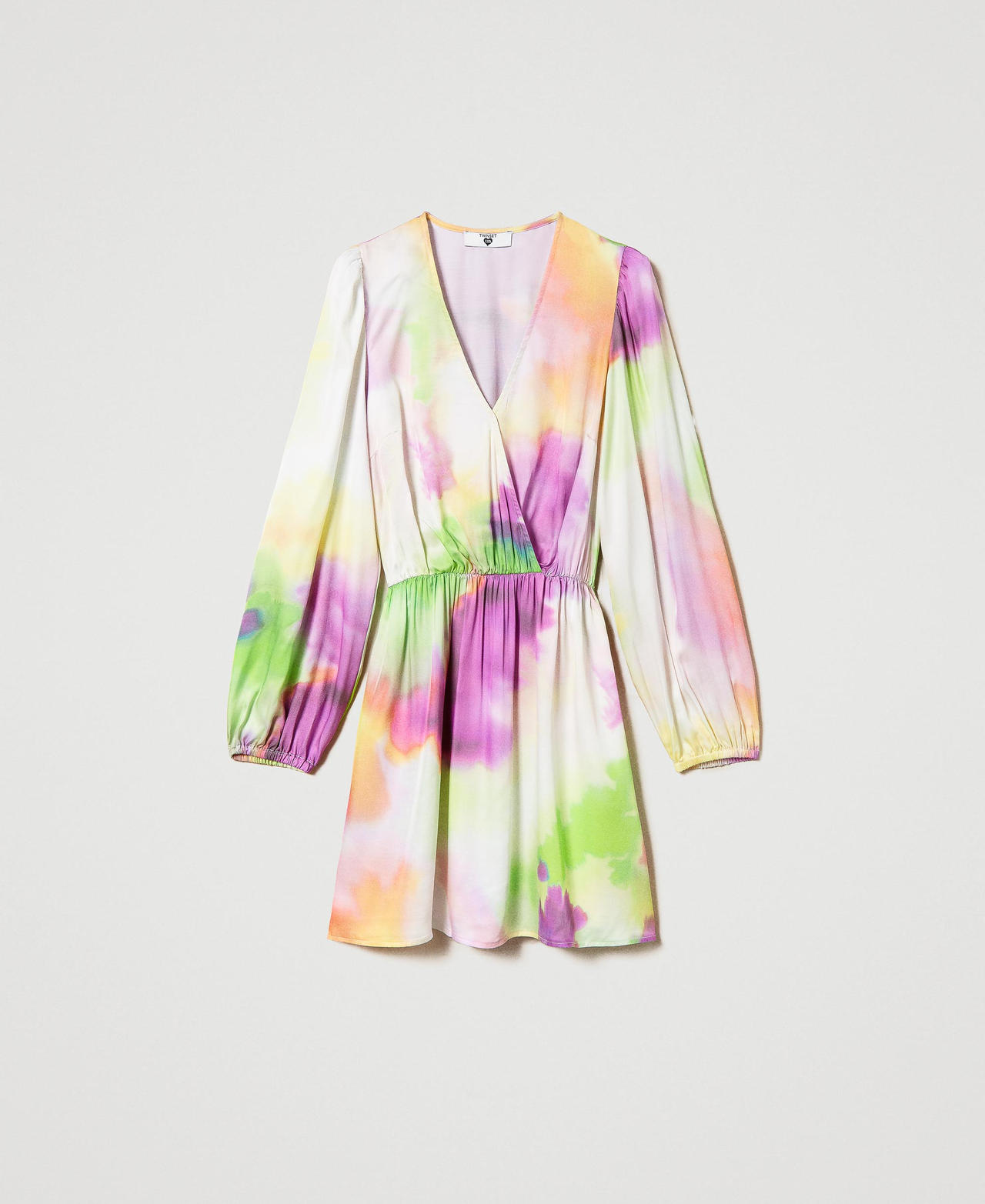 Kurzes Kleid mit Tie-Dye-Print Print Tie-Dye Multicolor Lime Frau 241LB2KLL-0S