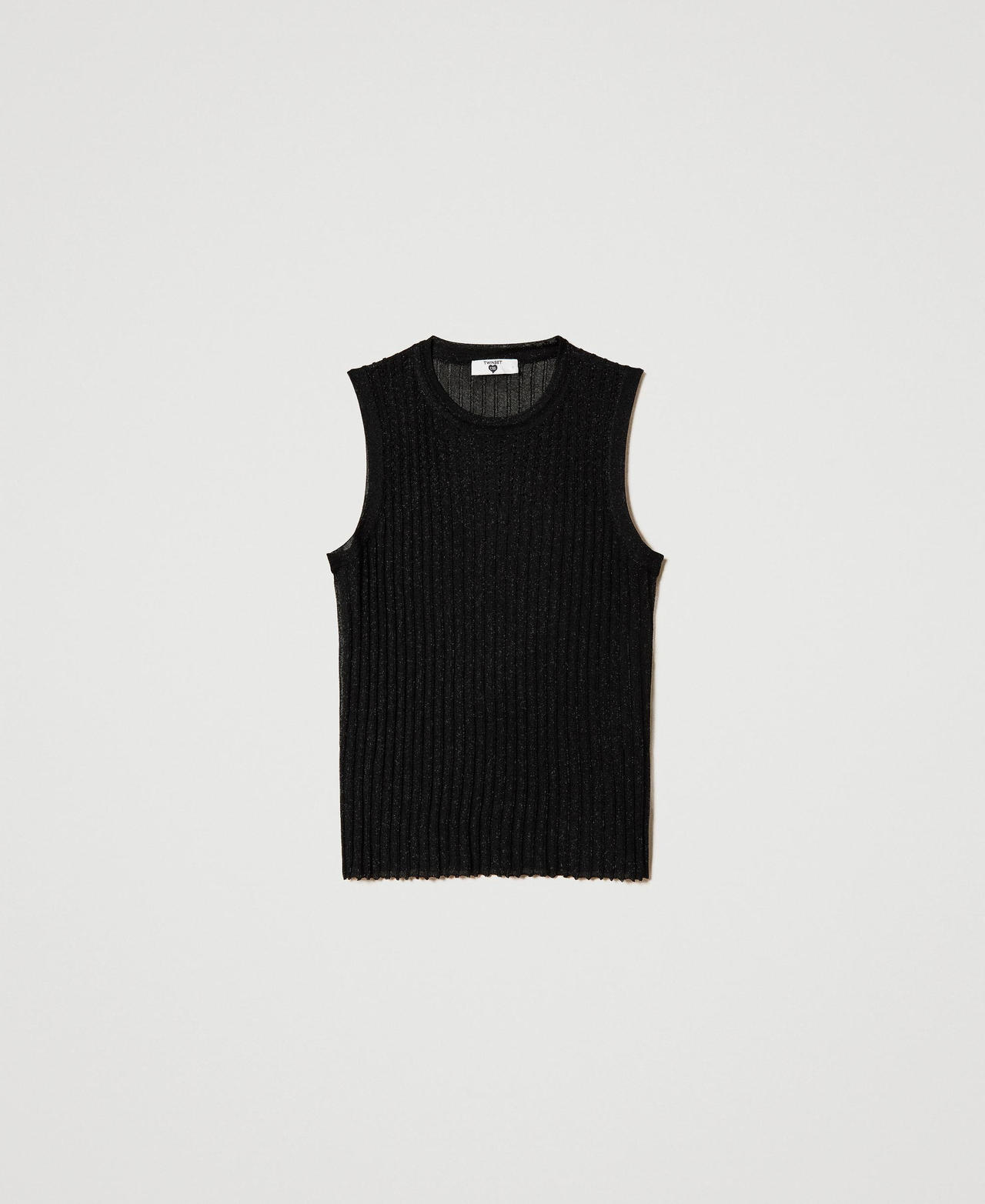 Top girocollo in maglia lurex Nero Donna 241LB31AA_00006_0S