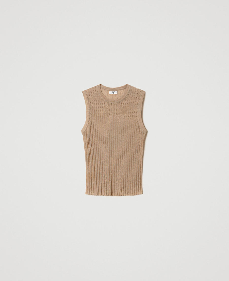 Top girocollo in maglia lurex Beige Nougat Donna 241LB31AA_00519_S0