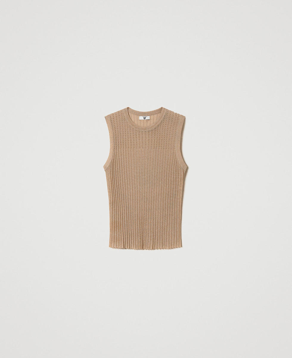 Lurex-Stricktop mit Rundhalsschnitt