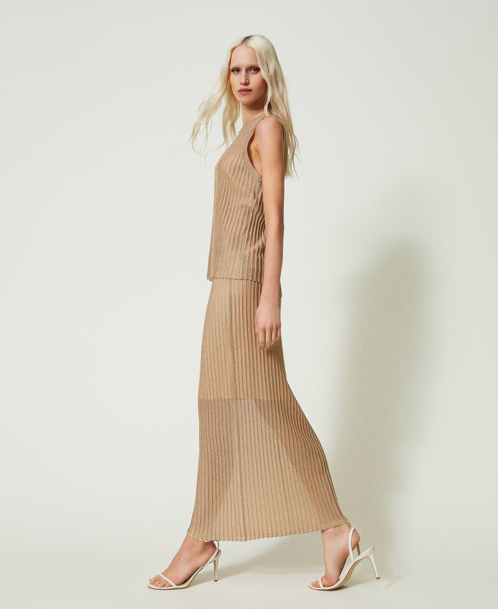 Lurex knit midi skirt