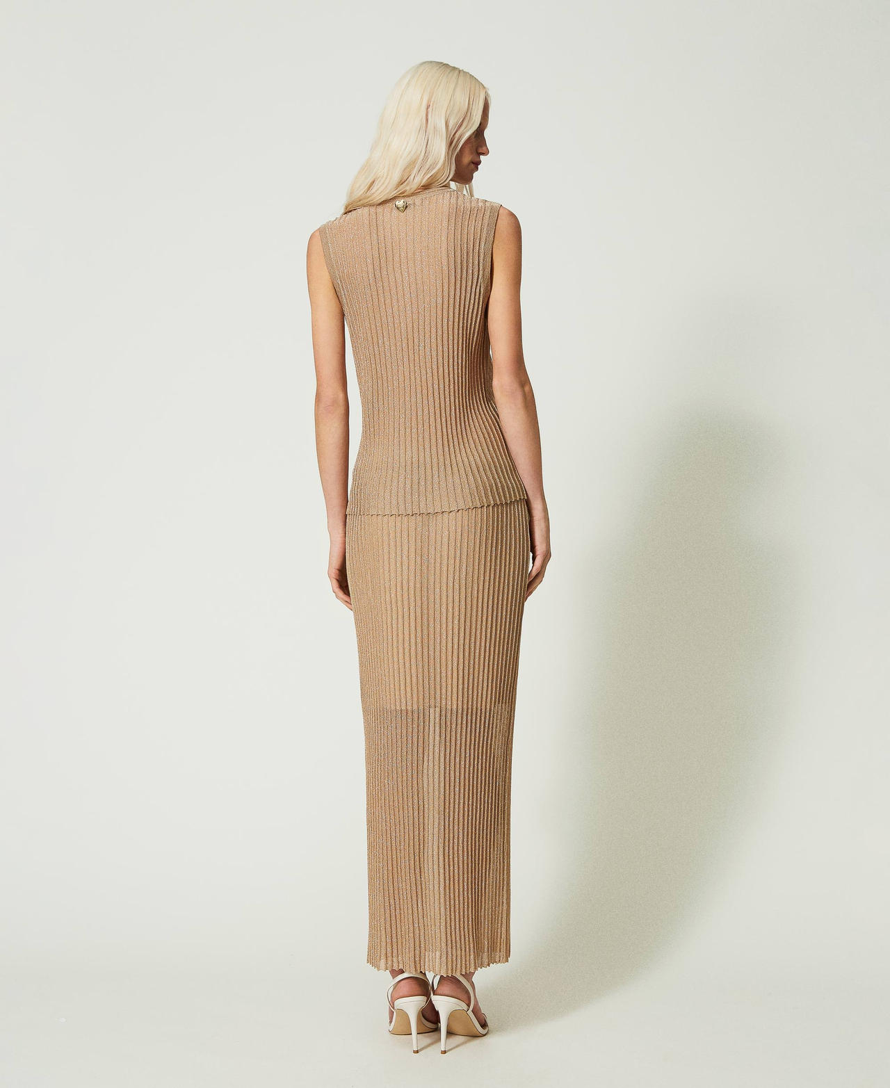 Lurex knit midi skirt